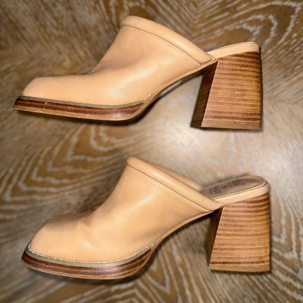 Beast Fashion Francesca Block Heel Mules Square-Toe Design Taupe Tan Size 8.5 - Picture 4 of 10